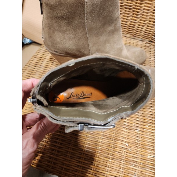 Lucky Brand Boots Womens 9.5 Leather Suede Booties Emmerlee Country Western 2.5" - Picture 6 of 12